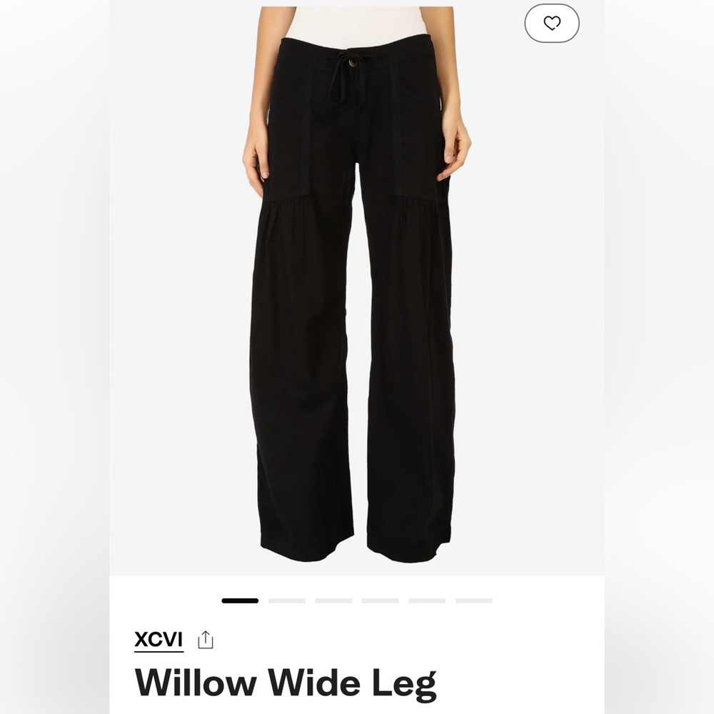 XCVI Women's Willow Wide Leg Stretch Poplin Pants size Large navy